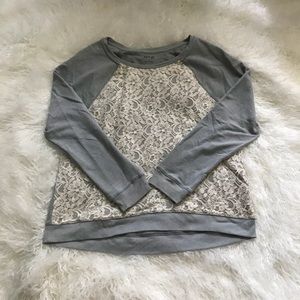 Apt 9 Gray sweatshirt with lace front